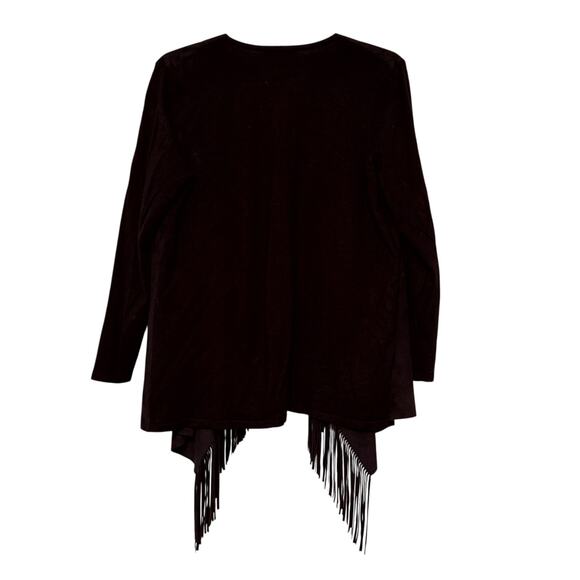 Women's INC International Concepts Black Fringed Cardigan, Size 1X - Picture 2 of 4